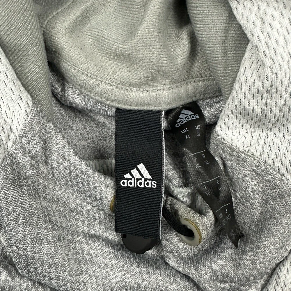 Adidas Hoodie Men Extra Large Gray Solid Sweatshirt Pullover Basketball Pockets